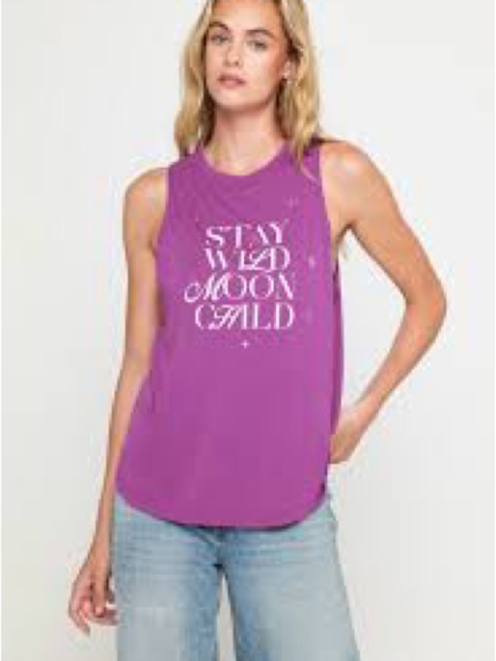 PRE-OWNED SIZE XS Spiritual Gangster Purple 'Stay Wild Moon Child' Muscle Tank